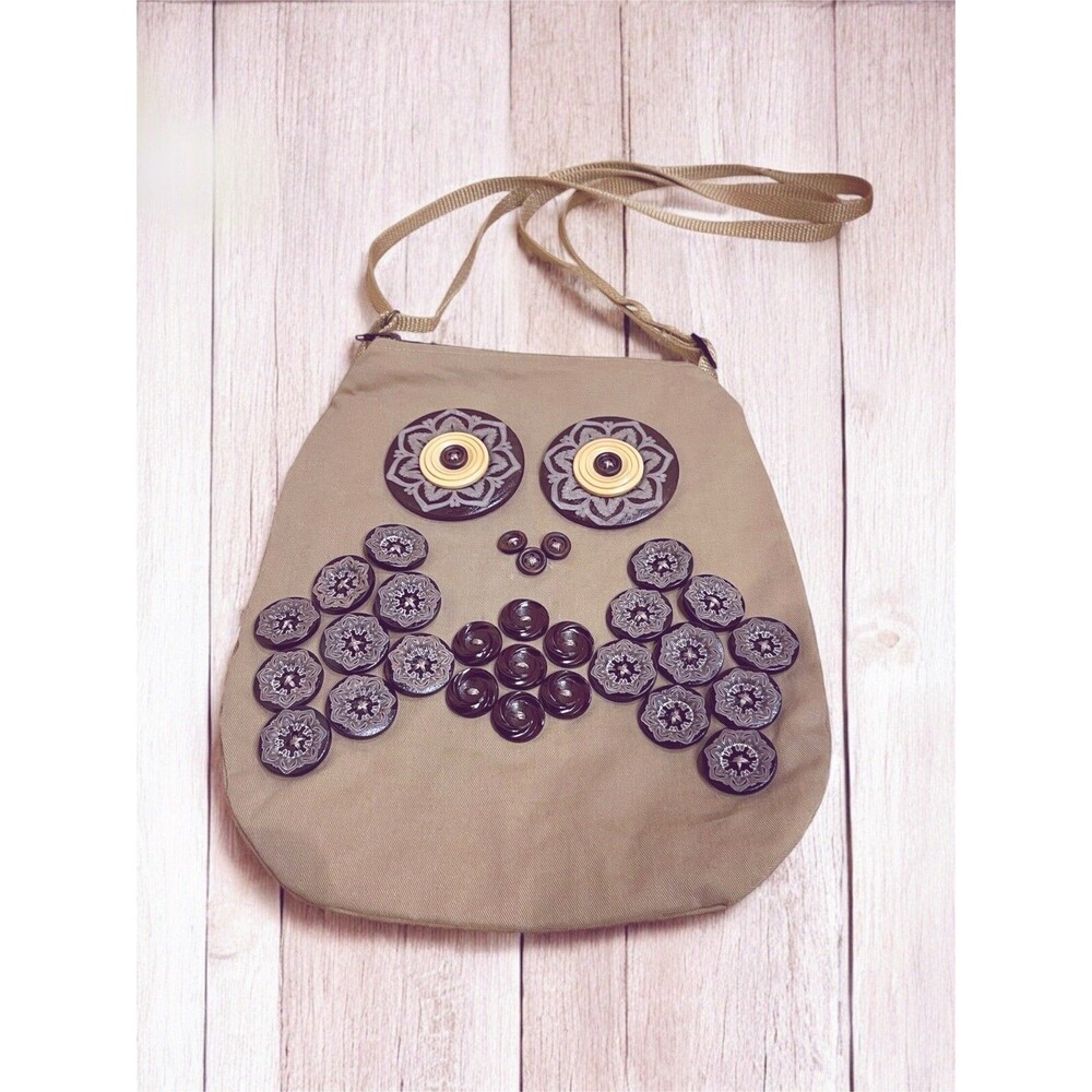 Owl Crossbody Purse Repurposed Khaki Pants Cute As A Button Handmade 1 Of A Kind